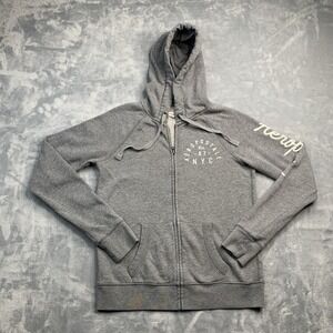 Aeropostale Women's Light Gray Hoodie Full Zipper Front Jacket Size Small